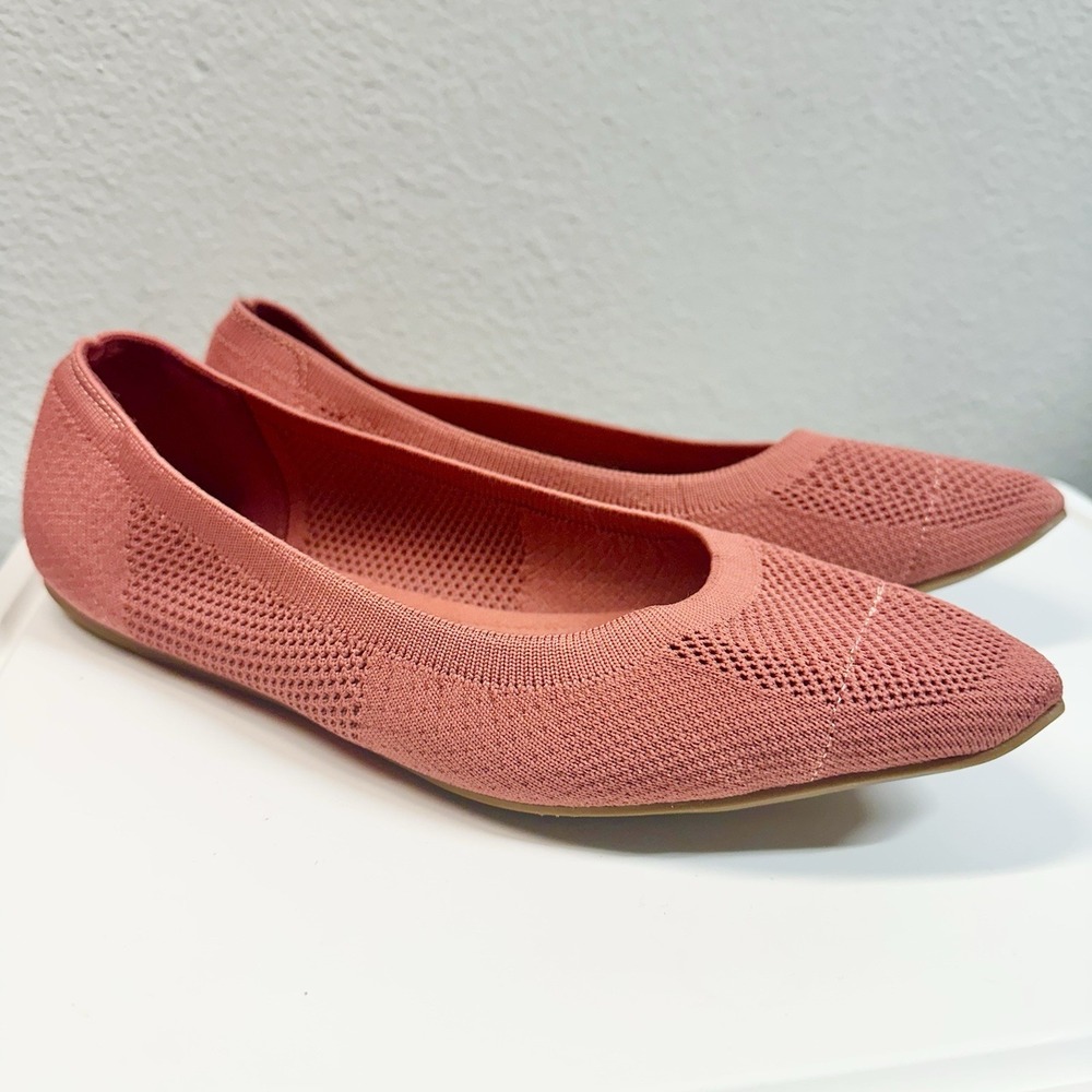 Market & Spruce Knit Pointed Toe Flats Coral/Pink Womens Size‎ 9.5 Comfort